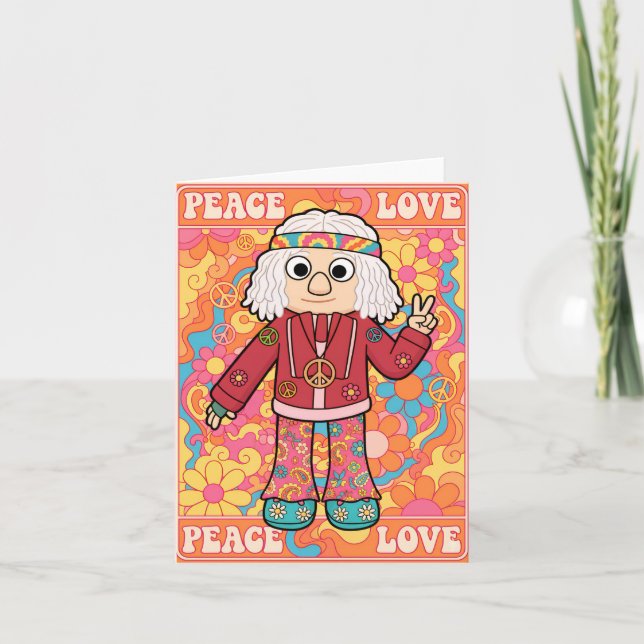 Cartão de saudação de boneca de paz e amor (Frente)