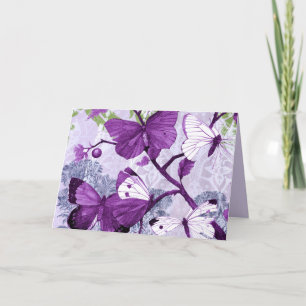 Cartão de Saudação de Borboletas Roxas