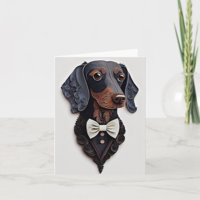 cartão de saudação de Bowtie Dachshund (Frente)