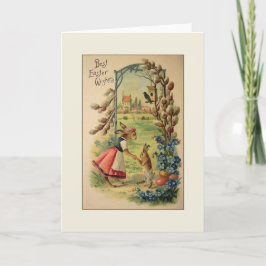 Cartão de Saudação de Bunnies de Páscoa Vitoriano