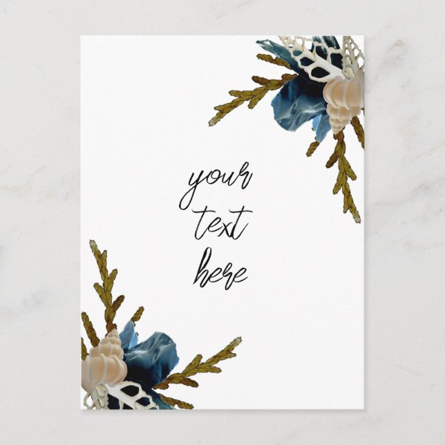 Cartão de saudação de buquê floral marinho folgado (Frente)