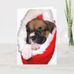 Cartão de saudação de cachorrinho de boxe de Natal<br><div class="desc">Cartão de saudação de cachorrinho de boxe de Natal</div>