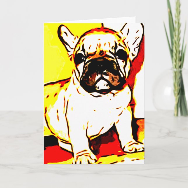 Cartão de saudação de cachorrinho francês (Frente)