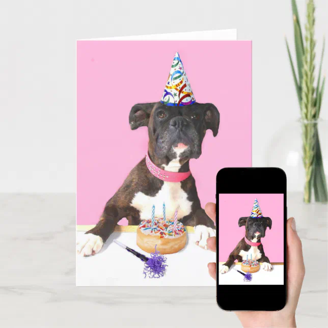 Cartão de saudação de cão Boxer de Aniversário Fel