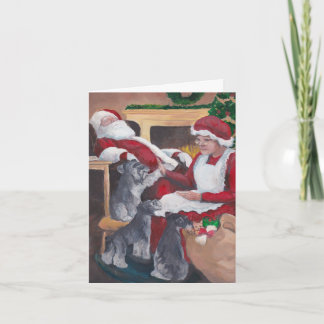 Cartão de Saudação de Cão de Natal Cozy Schnauzer