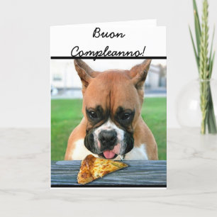 Cartão de saudação de cão do boxe Buon Compleanno