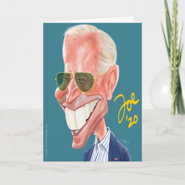 Cartão de saudação de caricatura Joe Biden (Frente)