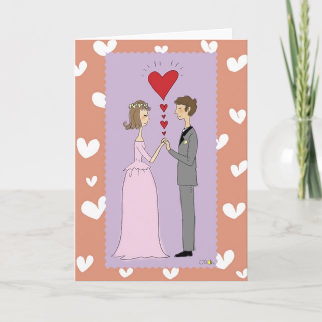 Cartão de saudação de casamento rosa (Frente)