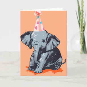 Cartão de Saudação de Celebração de Bebê-Elefante