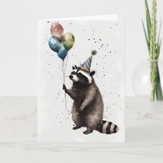 Cartão de Saudação de Celebração Raccoon (Frente)