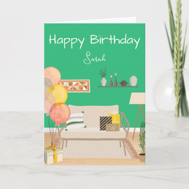 Cartão de Saudação de Cena de Mosaico Festivo (Frente)