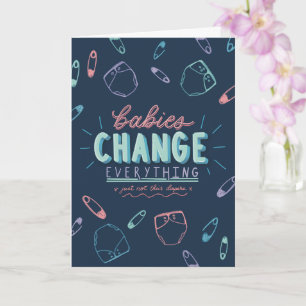 Cartão de saudação de Chá de fraldas engraçado