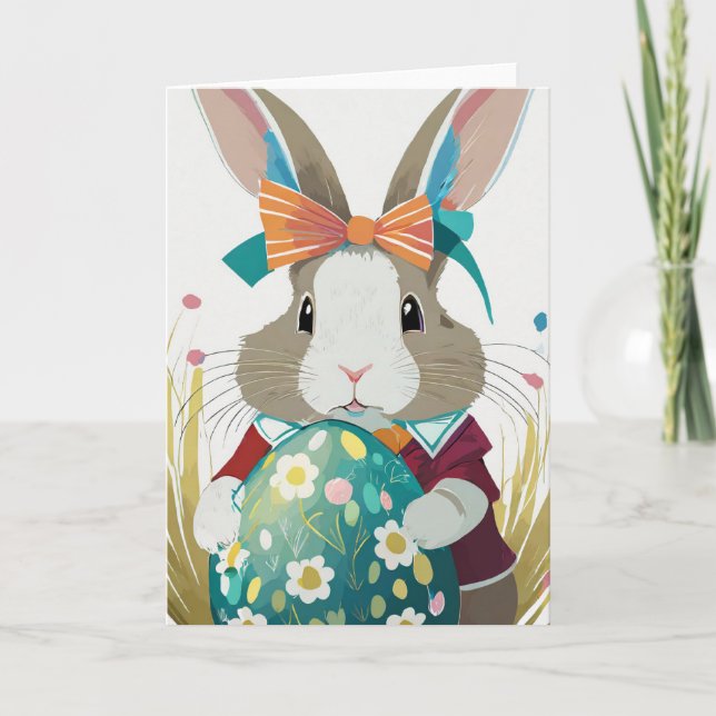 Cartão de Saudação de Coelho da Páscoa (Frente)