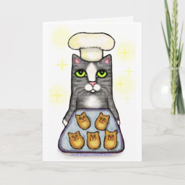 Cartão de saudação de cozedura de chef Cat (Frente)