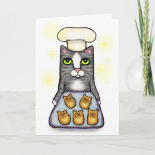 Cartão de saudação de cozedura de chef Cat