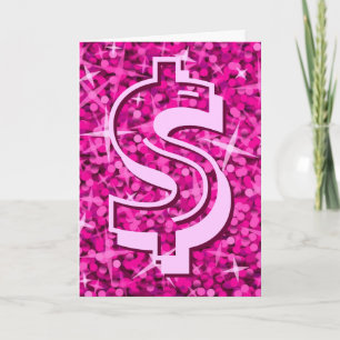 Cartão de saudação de dólar rosa "$" 'Seu text