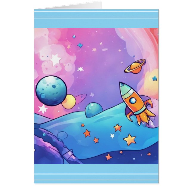 Cartão de Saudação de Entrega Trendy Rocket (Frente)