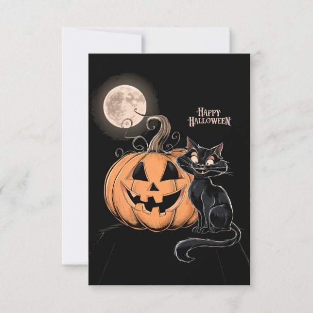 Cartão de Saudação de Feliz Halloween Clássico #1 (Frente)