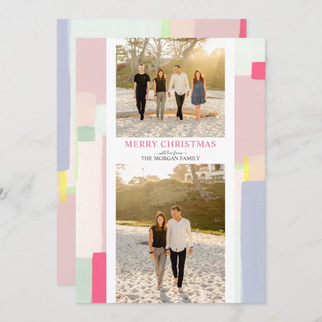 Cartão de Saudação de Feriado de Natal de Arte Col (Frente/Verso)