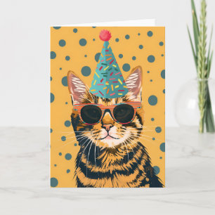 Cartão de Saudação de Festa de aniversário de Gato