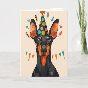 Cartão de saudação de Festa de aniversário Doberma