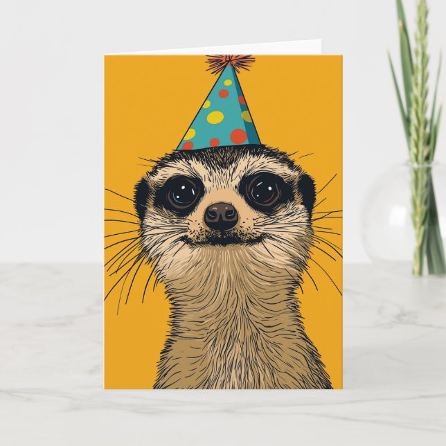 Cartão de saudação de Festa de aniversário Meerkat (Frente)