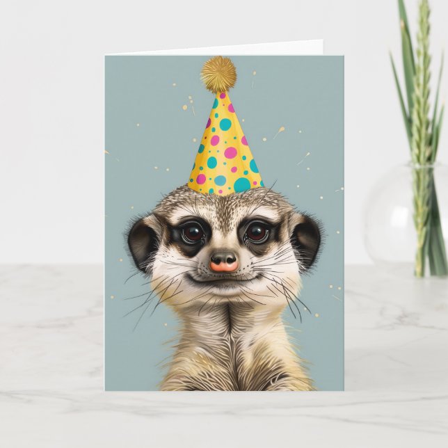 Cartão de saudação de Festa de aniversário Meerkat (Frente)