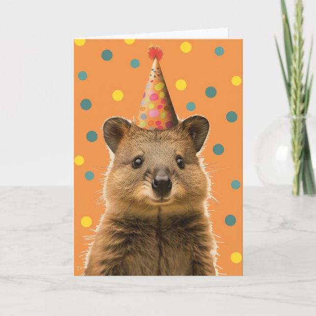 Cartão de saudação de Festa de aniversário Quokka (Frente)