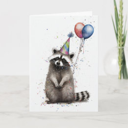 Cartão de saudação de Festa de aniversário Raccoon