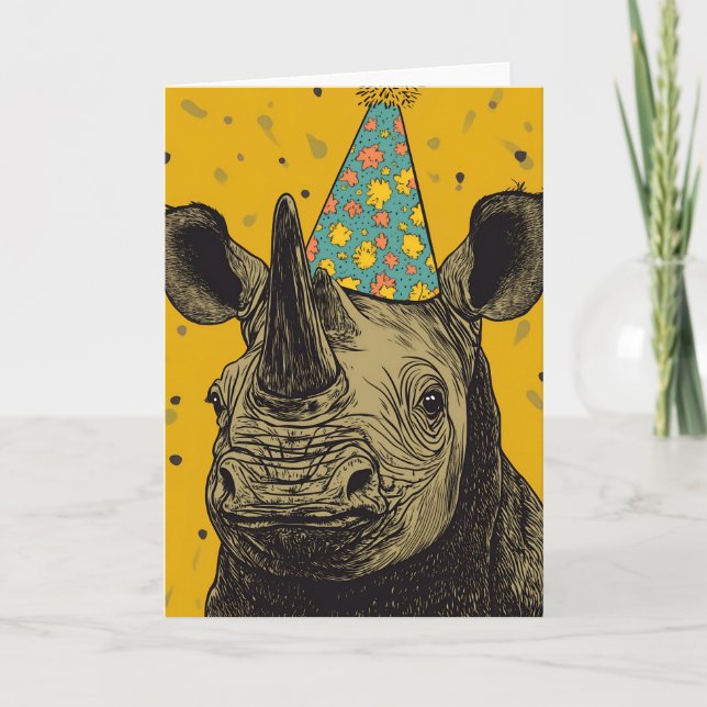 Cartão de saudação de Festa de aniversário Rhino (Frente)