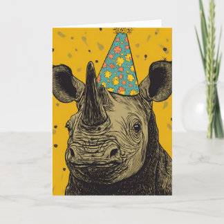 Cartão de saudação de Festa de aniversário Rhino