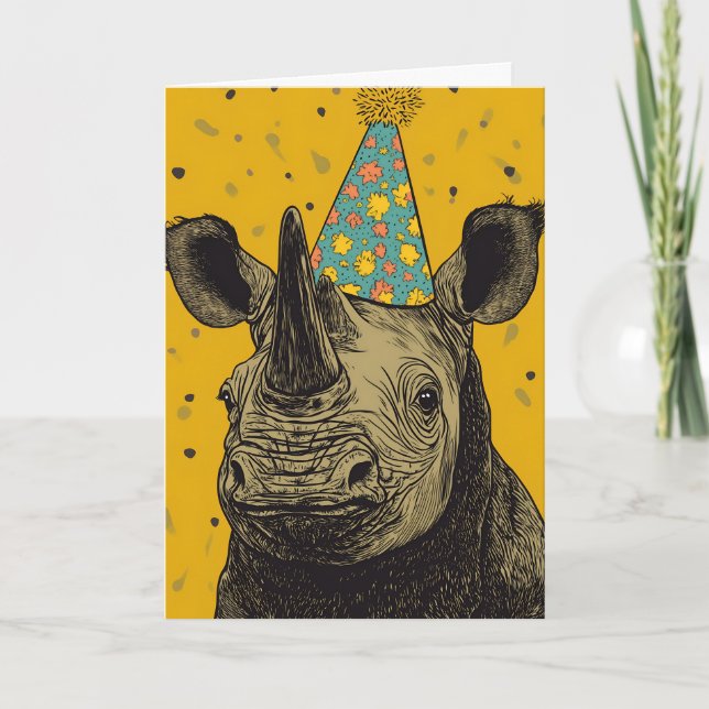 Cartão de saudação de Festa de aniversário Rhino (Frente)