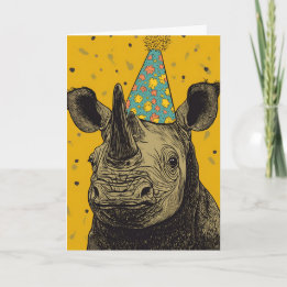 Cartão de saudação de Festa de aniversário Rhino