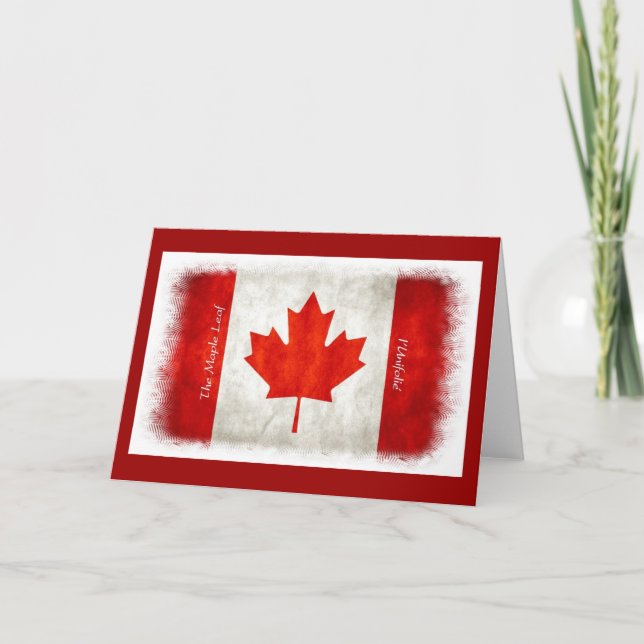 Cartão de saudação de Flag Canadense Maple Leaf l' (Frente)