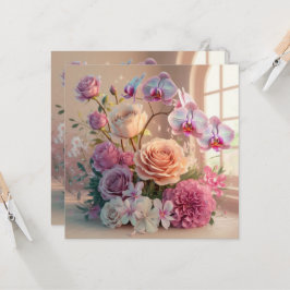 Cartão de Saudação de Flores de Mola 3D com Rosas