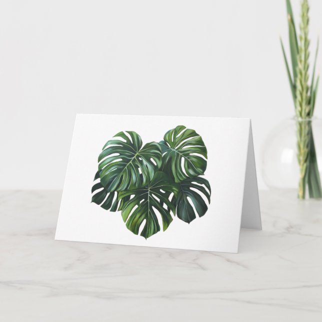 Cartão de Saudação de Foliagem Monstera Tropical (Frente)