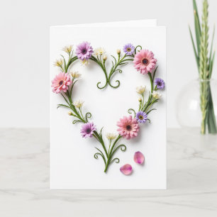 Cartão de Saudação de Foto de Coração Floral