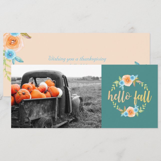 Cartão de Saudação de Foto de Cores Aquáticas de Q (Frente/Verso)