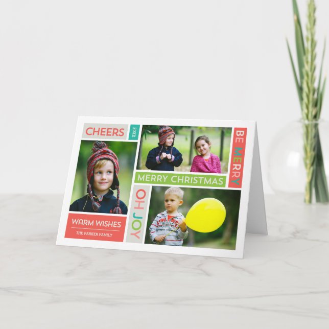 Cartão de Saudação de Foto de Feriado Alegre (Frente)