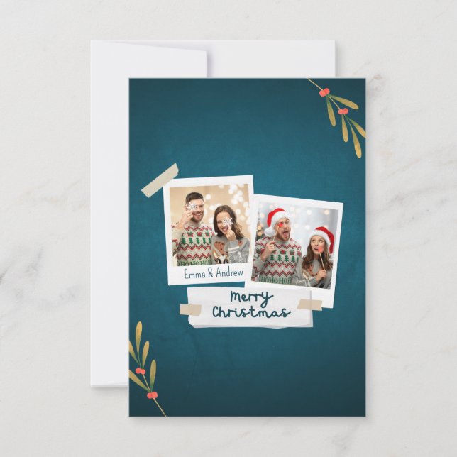 Cartão de Saudação de Foto de Natal com Textos Ver (Frente)