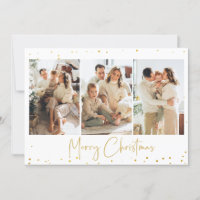 Cartão de Saudação de Foto de Natal Dourado Glitte