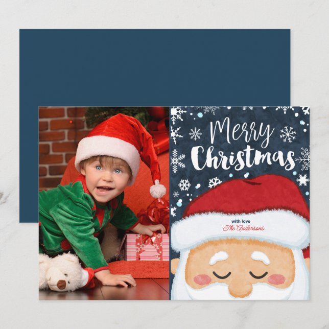 Cartão de Saudação de Foto de Natal para Papai Noe (Frente/Verso)