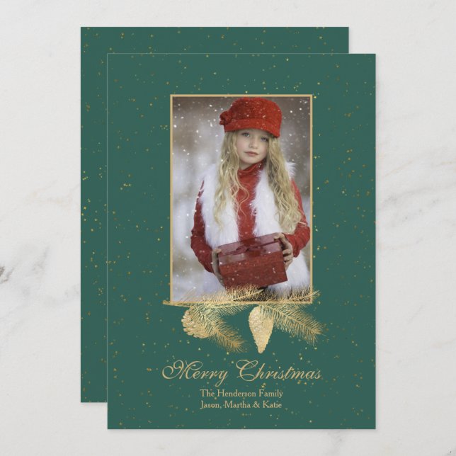 Cartão de Saudação de Foto de Natal Pine de invern (Frente/Verso)