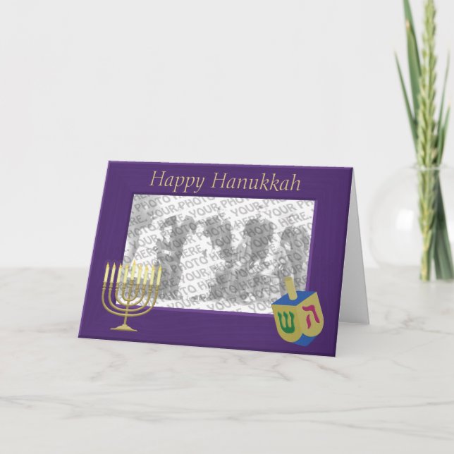 Cartão de Saudação de Foto Feliz Hanukkah (Frente)
