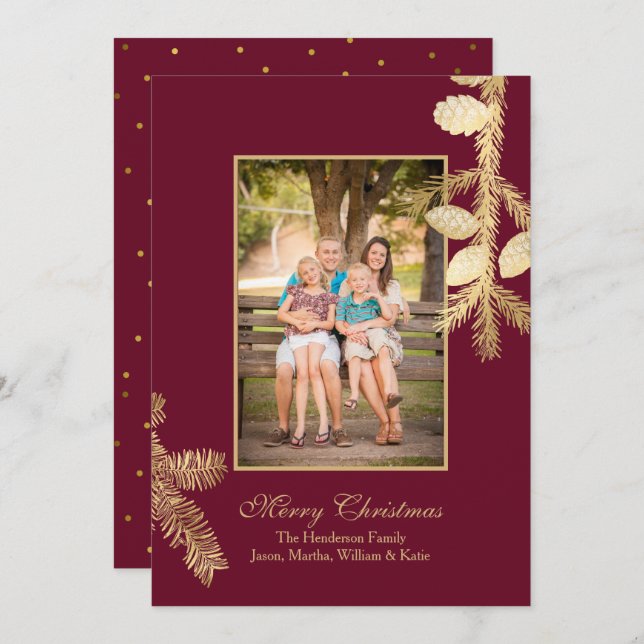 Cartão de Saudação de Foto Feriado de Inverno (Frente/Verso)