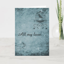 Cartão de Saudação de Gaiola de Pássaros Azul Prof