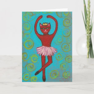 Cartão de Saudação de Gato Bonito Ballerina