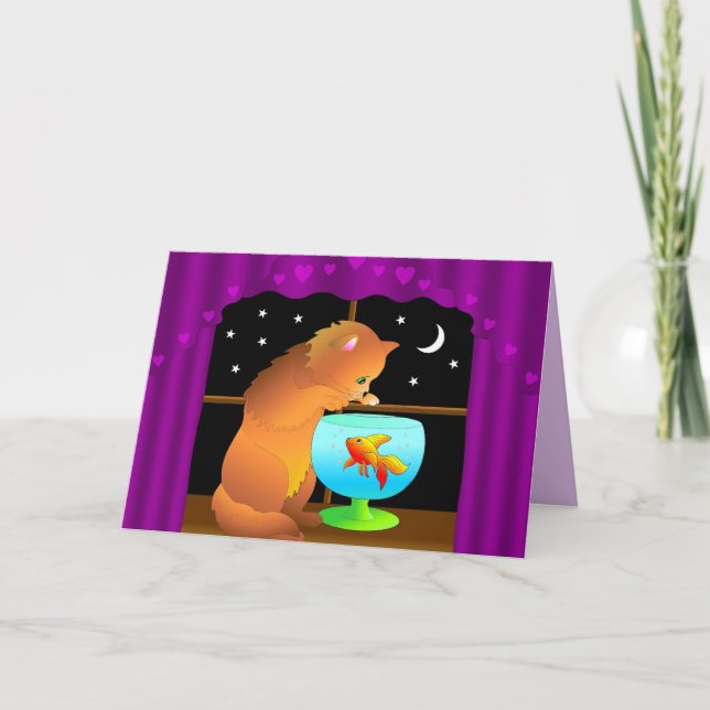 cartão de saudação de gato curioso (Frente)