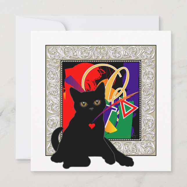Cartão de Saudação de Gato de Amor (Frente)