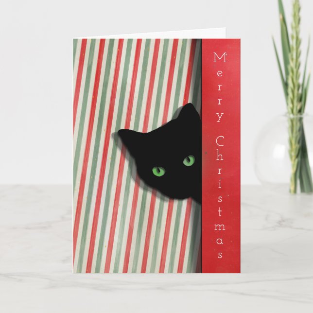 Cartão de Saudação de Gato de Natal (Frente)
